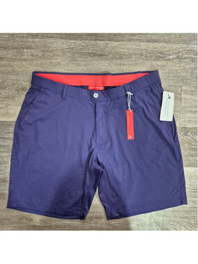 Men's REDVANLY Purple Flat Front Shorts XL with Red Waistband